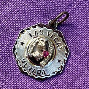 Vintage Sterling Silve Las Vegas Charm Pendant - Horseshoe & Dice Motif